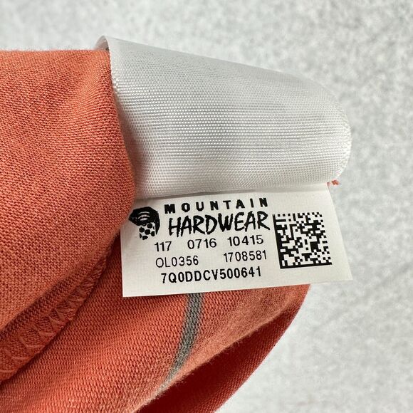 Mountain Hardwear Shirt Womens XS Coral Pink Gray Striped Double V Neck - Picture 11 of 11